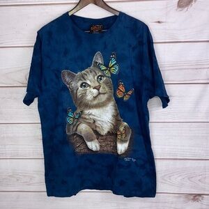 Rock Chang High Definition Cat & Butterflies Shirt Grannycore - Size XL